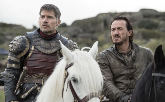 Jaime Lannister (Nikolaj Coster-Waldau) and Bronn (Jerome Flynn) in 'Spoils of War'