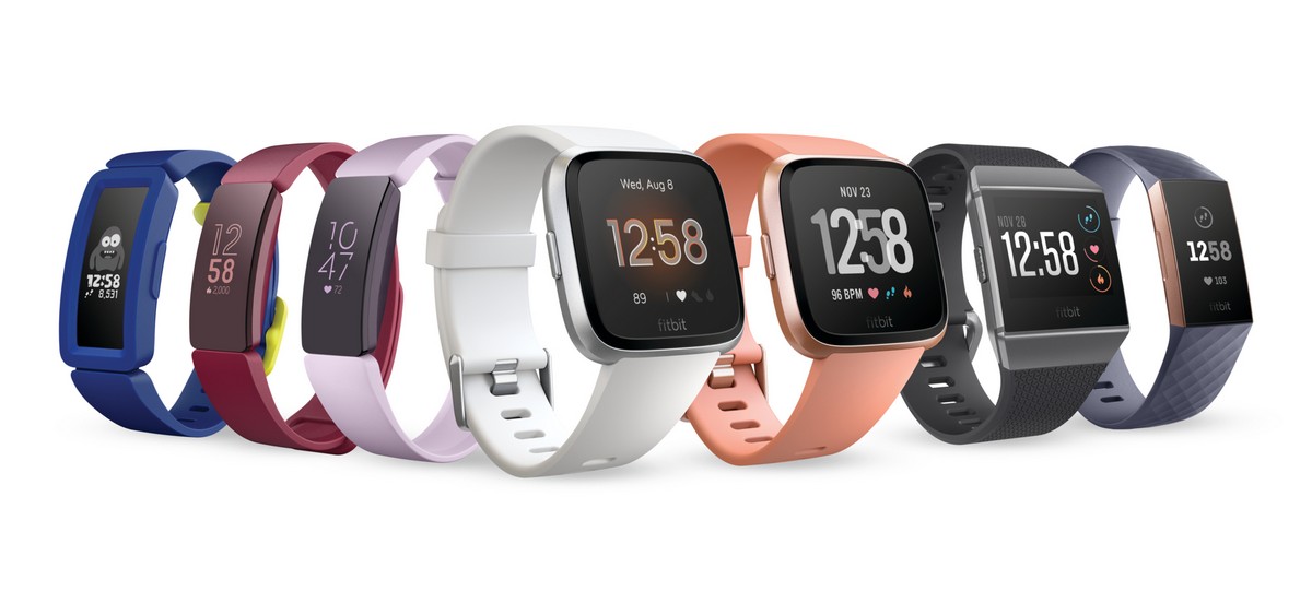Render of 2019 Q1 Fitbit product family, without Aria 2