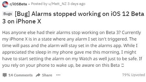 alarm not working iOS 12