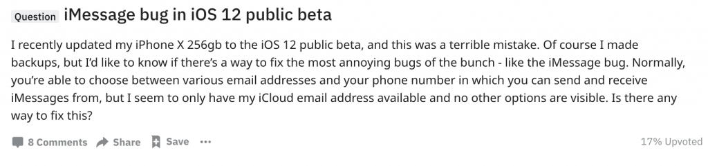 iMessage bugs on iOS 12