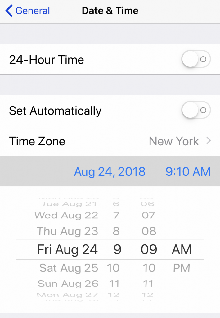 iOS 12 Change Date