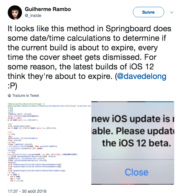 iOS 12 update pop up bug