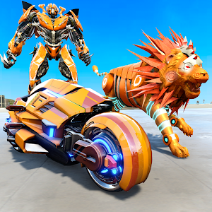 Lion Robot Transforming Games :  Bike Robot Games